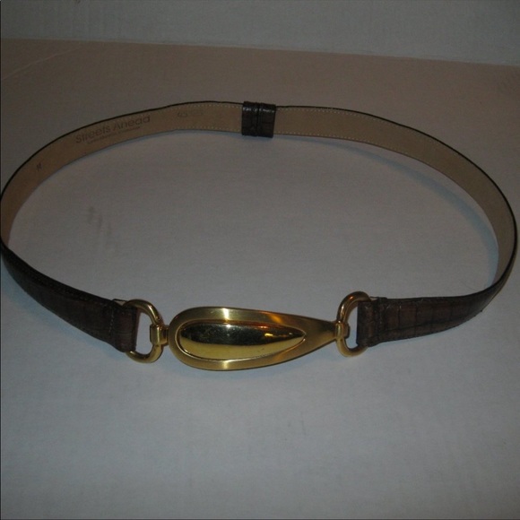 STREETS AHEAD Tan Croc Embossed Belt M - Picture 2 of 3